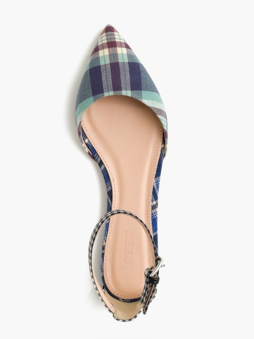 J. Crew Mixed Plaid Flats with Ankle Strap. Size 9. New. - Picture 4 of 4
